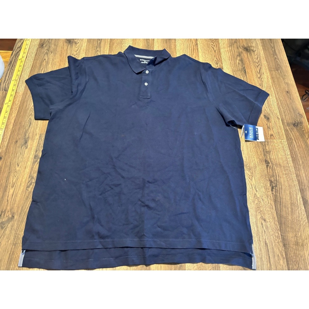 Basic Editions Polo Shirt Mens 2X Navy Blue Adult Short Sleeve Cotton NWT